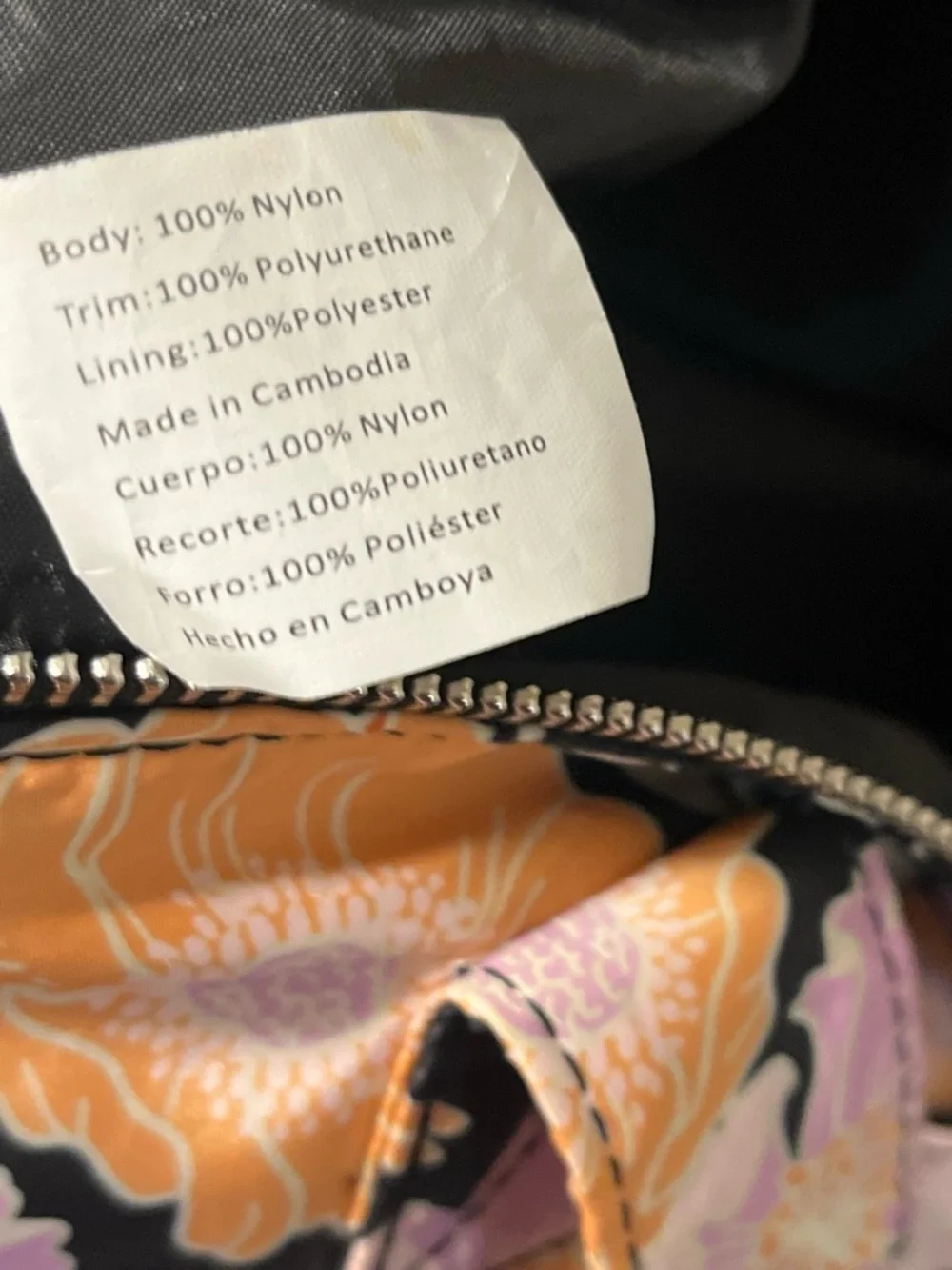 MsddennGirl weekend Bag — Black with Lilac & Peach Flowers